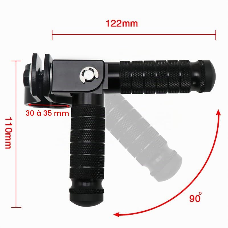 Cale Pied Moto Pièce de Moto en Aluminium 8mm pédales universelles Repose-Pieds pliés Repose-Pieds for Motos cyclomoteurs, Karts, Scooters Repose Pied Moto (Color : Black)