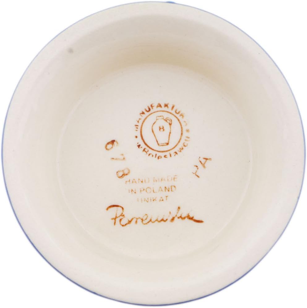 Polmedia Polish Pottery Glass UNIKAT - Flower Garden Pattern Handmade in Boleslawiec Poland + Certificate of Authenticity