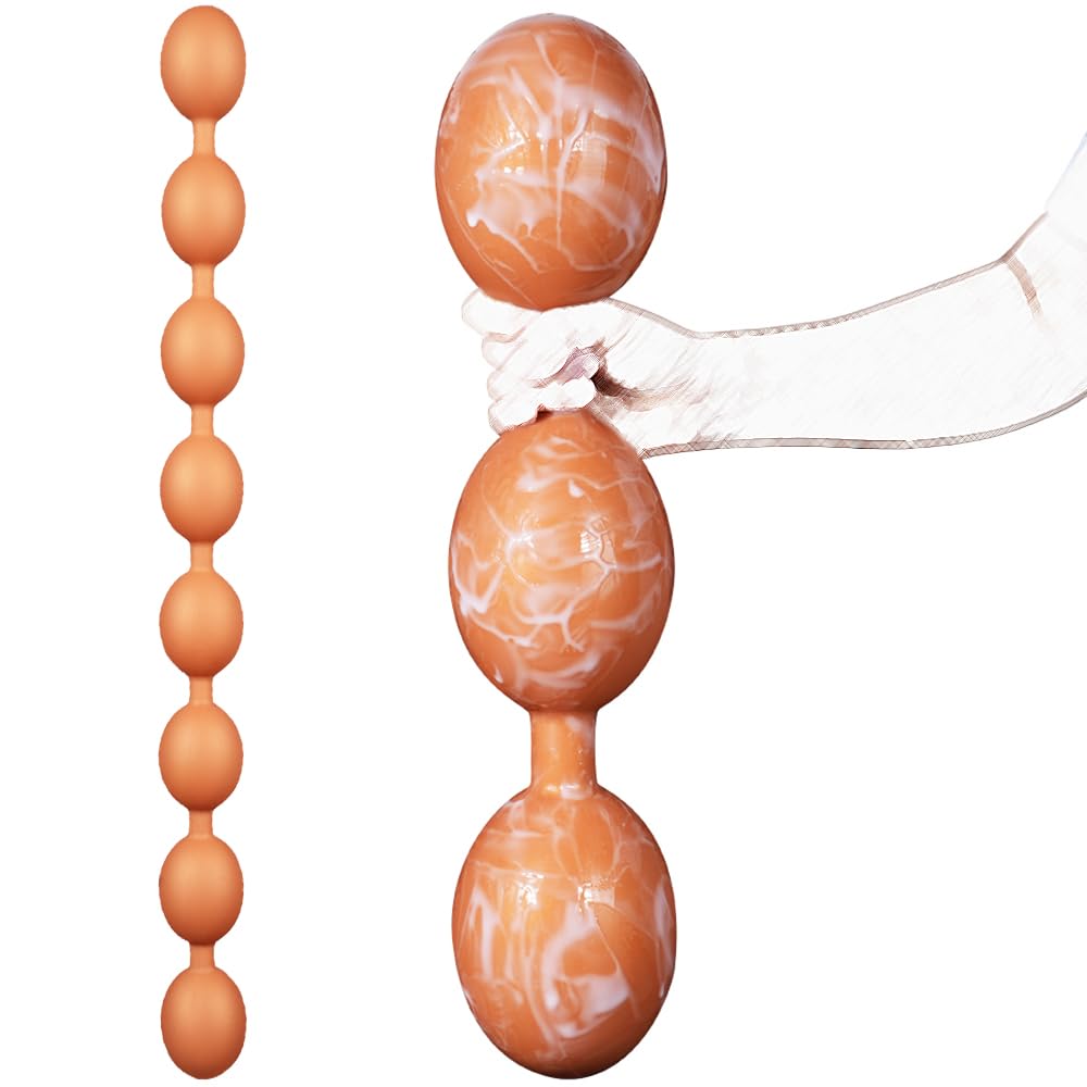Seckoe Extra Lang Anal Beads Analverkehr für Liebeskugeln Silikon Analhaken Prostata Massager Analkette Analkugeln Groß Anal Kugel Sm Sexspielzeug Für Frauen Männer (M)
