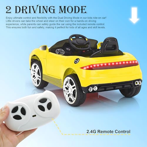Image of Little Rides Battery Operated Car for Kids, Ride on Toy Car with Music & Light | Baby Big Jeep Rechargeable Battery | Kids to Drive 1 to 5 Years Boy Girl (Yellow)