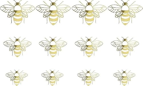 Yjemle Green 12Pcs Bee Wall Decals Honey Bee Wall Stickers Gold Honey Bee Decals,Removable Diy Bee Decoration Decals,Honeycomb Wall Decals For Bedroom Living Room Nursery Playroom Decorations,Wall Decorations