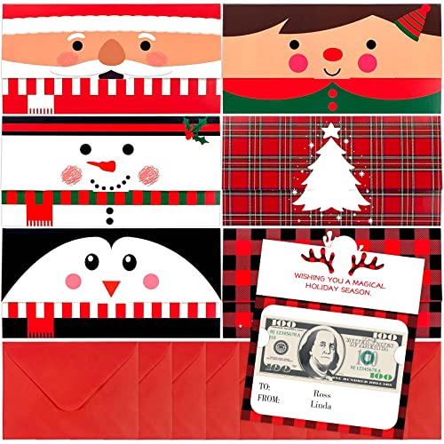 Miss Fantasy 36 Pcs Cute Cartoon Christmas Cash Gift Envelopes Xmas Greeting Cards Holiday Money/Gift Card Holder For Cash, Check, Dollars With 36 Red Envelopes 4.7”X7.2” #TOP6