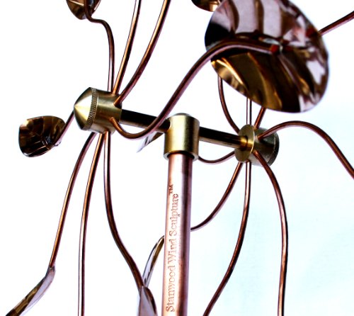 Stanwood Wind Sculpture Kinetic Copper Wind Sculpture, Dual Spinner Spinning Ficus Leaves