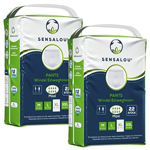 Sensalou Culotte Incontinence Adulte Homme/Femme - Sous-Vêtements Pull-Ups Protection Maximale Contre les Fuites des Vessies Faibles - Couches Jetables de Maternité - 44 pièces - Blanc, Taille XL Cover