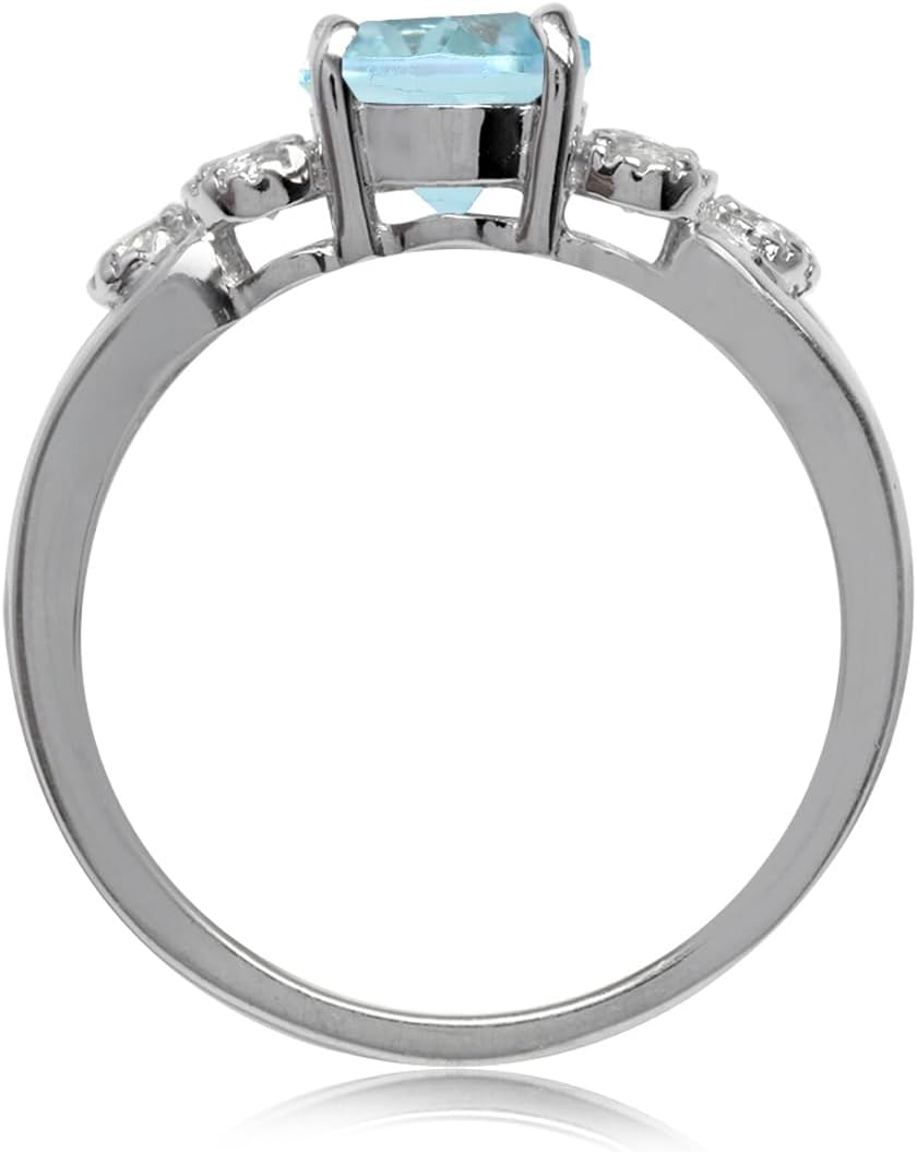 Silvershake Oval Shape Birthstone Gemstones White Gold Plated 925 Sterling Silver Engagement Anniversary Right Hand Ring Jewelry for Women