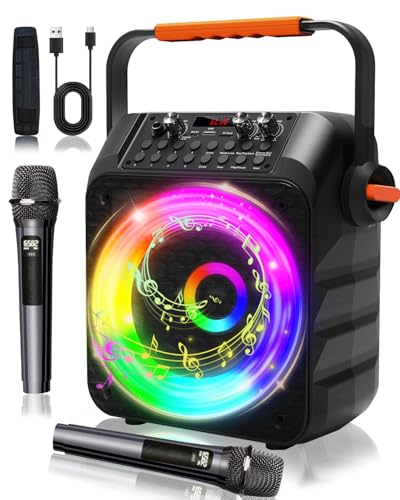 Omeyo Karaoke Maschine Karaoke Anlage - mit 2 Mikrofonen für Erwachsene Tragbarer mit PA Anlage, (Schwarz)