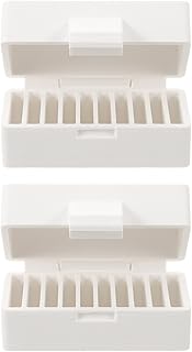 Happyyami 電池ホルダーオーガナイザーケース 2個: ボタン電池収納容器 ボタン用 - マルチスロット 自宅、オフィス、外出先で使える ホワイト