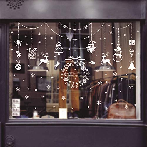 Kolylong Stickers Muraux Vitres Decoration de Noël,Koly Autocollants de Noël DéCoration Salon Fenêtre De La Chambre et vitrine (A, illimité) (V, illimité)