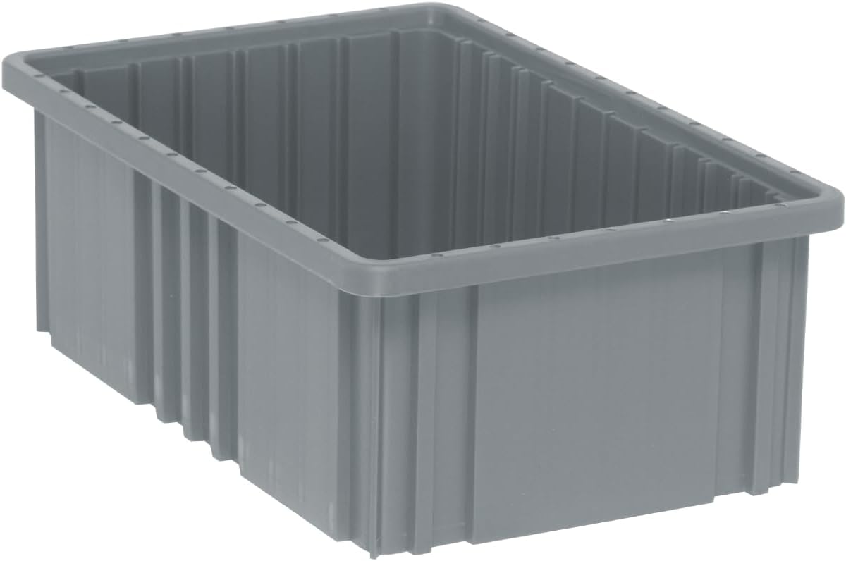Quantum Storage DG92060GY Dividable Grid Storage Container, 16-1/2" L x 10-7/8" W x 6" H, Gray (Pack of 8)