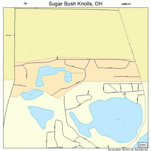 Large Street & Road Map of Sugar Bush Knolls, Ohio OH Printed poster
