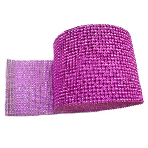 Brussels08 - Rotolo di nastro in plastica con strass luccicanti, per torte nuziali, compleanni, baby shower, Natale, decorazioni per vasi di arti e mestieri, colore: rosa