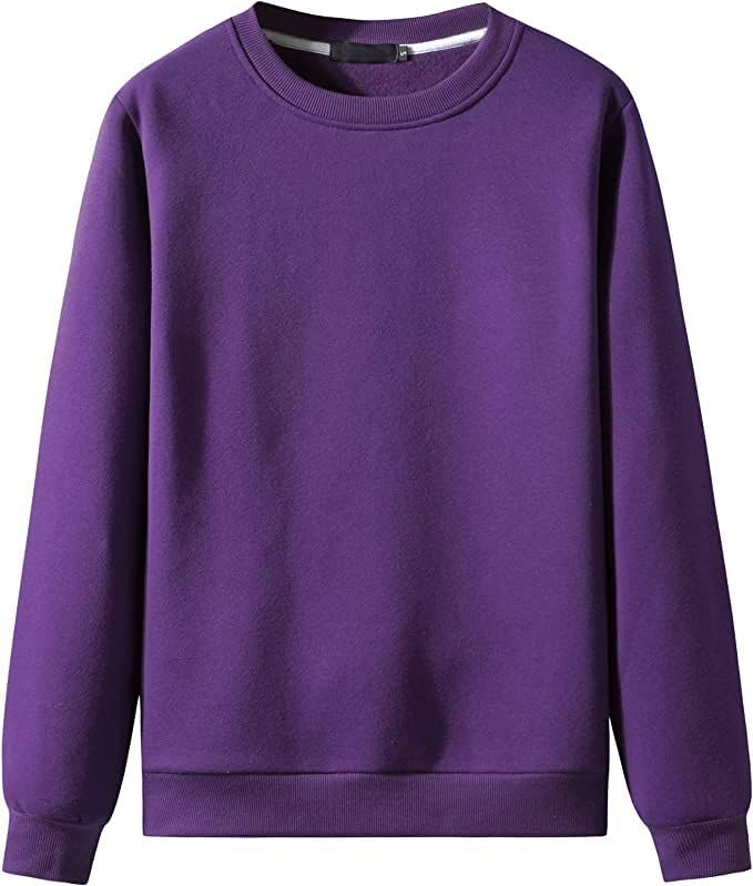 Vero Moda Solid Purple Round Neck Sweatshirt for Men & Women | Premium Fleece Winter Wear Pullover | Full Sleeve Casual Sweatshirt, College & Travel in purple