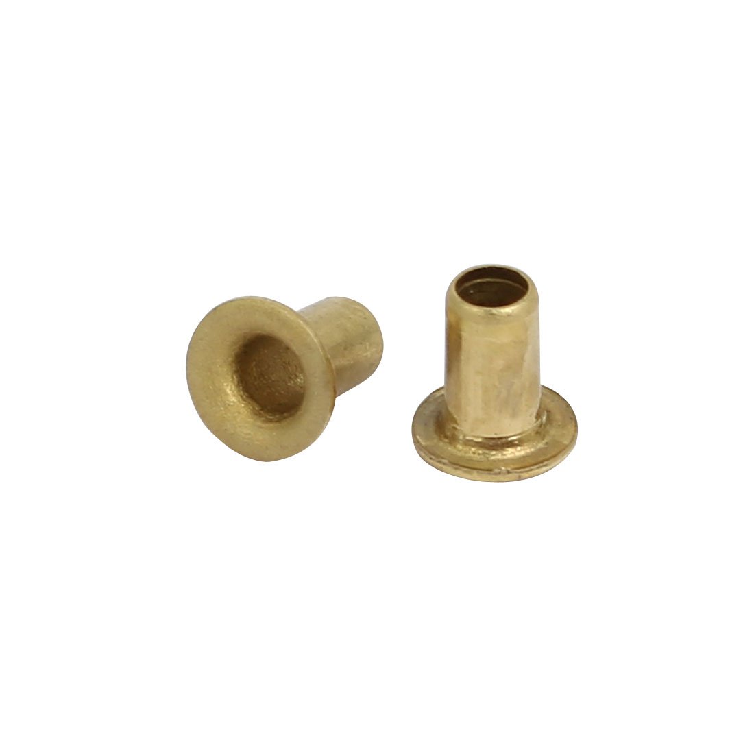 Sourcingmap 100pcs M2.5 x 4mm Brass Plated Metal Hollow Eyelets Rivets Gold Tone - Image 2