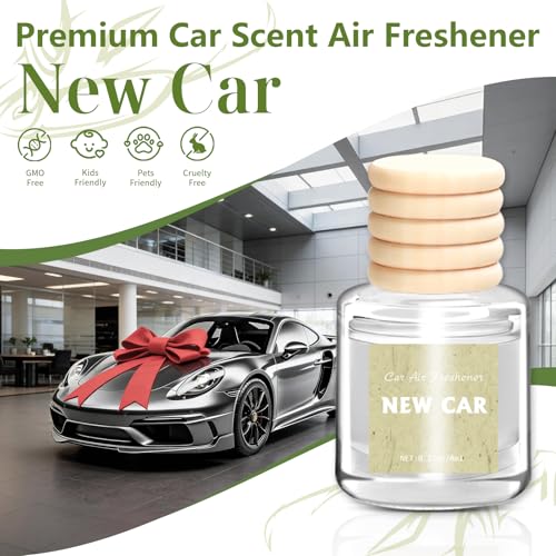 Image of AROIC 6 Pack Car Air Freshener Hanging, New Car Scent Natural Plant Essential Oil Fragrance Diffuser, Unisex Air Freshener Aromatherapy Effectively Eliminates Odors Long-Lasting Fresh Scent (8ml Each)