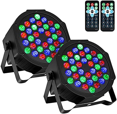 Litake DJ Par Lights, RGB 36 LED Stage Lights Sound Activated,Remote & DMX Controlled LED Uplights,7 Modes Uplighting for Dance Party Church Wedding Birthday Holiday Music Show-2 Pack