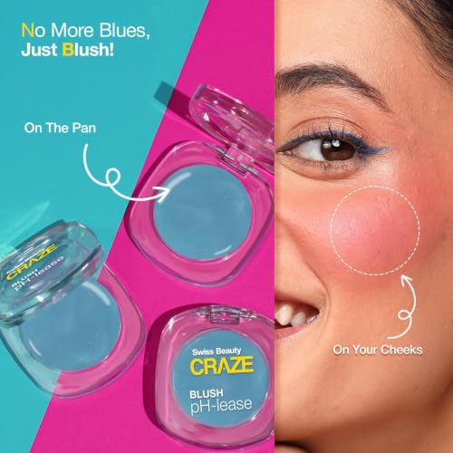 Image of Swiss Beauty CRAZE Blush pH-Lease | Tiny Shimmer Particles For A Dewy Glow With Macadamia Oil & Olive Oil |