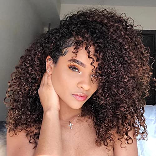 Hanne Fashion Afro Kinky Curly Crochet Hair Jerry Curl Braiding Hair Extensions For Black Women 3 Packs Ombre Brown Short Synthetic Kinky Twist Hair (3Pcs, 1B/30) #TOP8