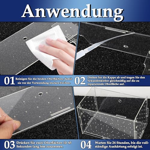 60g Sekundenkleber Extra Stark, Wasserfest Superkleber mit Antiverstopfungskappe, Alleskleber für Plastik, Kunststoff, Glas, Holz, Metall uvm.