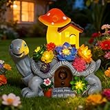 Cikoube Solar Garden Outdoor Statues Turtle with Succulent and 7 LED Lights, Garden Decor Turtle Figurine for Yard, Lawn, Patio, Balcony, Birthday Gifts for Women, Christmas Gifts for Women