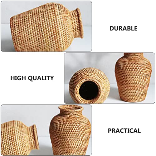 Vosarea Rattan Vase Country Style Woven Plant Holder Basket Rustic Flower Vase Hand Woven Dried Flower Vase For Home Decoration #TOP3