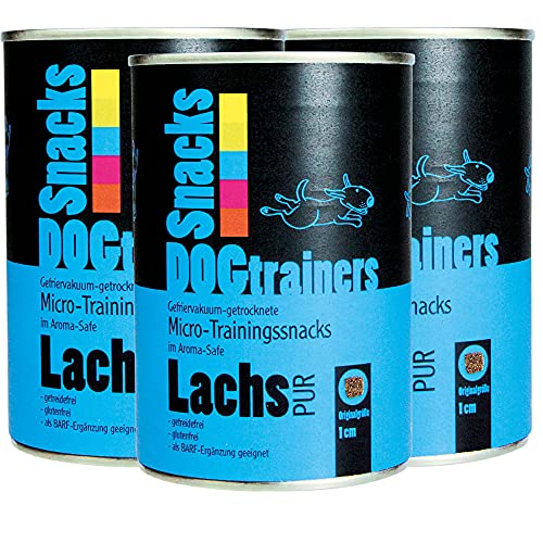 Schecker Hundeleckerli - DOGTRAINERS Lachs PUR - Micro Trainingssnacks - getreidefrei - 3 x 110 g - als Barf-Ergänzung geeignet