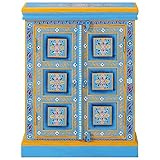 HETFTJN Armoire buffet de salon en bois de manguier massif peint à la main pour cuisine, couloir, bureau, salon   Turquoise