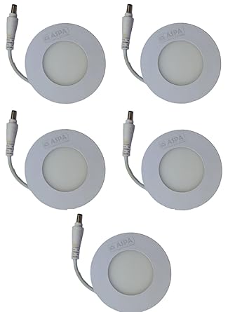ASPA LED Slim Panel Down Light 3W Cool White Round 5 Qty