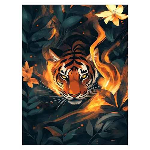 DIY 虎 数字油絵 動物 数字塗り絵画 手芸キット 55x40cm 絵画 インテリア 手作りキット ビッグサイズ 複数サイズ 子供 初心者 ペイントバイナンバー 画材 Painting by Numbers 適用対象そして自宅 壁飾り お歳暮誕生日プレゼ