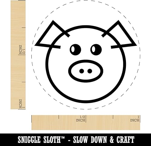 Miniatura 8 de Sello de goma autoentintado con cara de cerdo lindo para estampar tinta, planificadores de manualidades, mini de 12 pulgada, tinta rosa