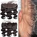 16 Inch Body Wave Lace Frontal Closure With Bangs Baby Hair, Brazilian Virgin Human Hair Ear To Ear 13 x 4 Body Wave Lace Frontals Natural Black Color(16 Frontal)