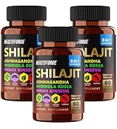 180 Capsules Shilajit for Men Women Pure Himalayan Blend - Shilajit Supplement 9000mg Ashwagandha...