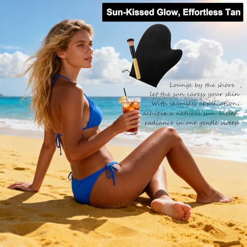 Image of 2 in 1 Set Tanning Mitt Self Tanner Mitt Self Tanning Mitt - Self Tan Mitt Tanning Glove Tanning Mitts Self Tanner Brush for Self Tan Mit for Streak-Resistant Tanning Application for Lotion,Face,Body