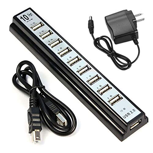 Multi USB Splitter 10 Ports, Hi-Speed USB 2.0 Port Extender Hub USB Hub USB Extension Cable HUB Splitter Expansion for MP3 Players Flash Drive Keyboard Speakers Hard Disk Drive Digital Cameras
