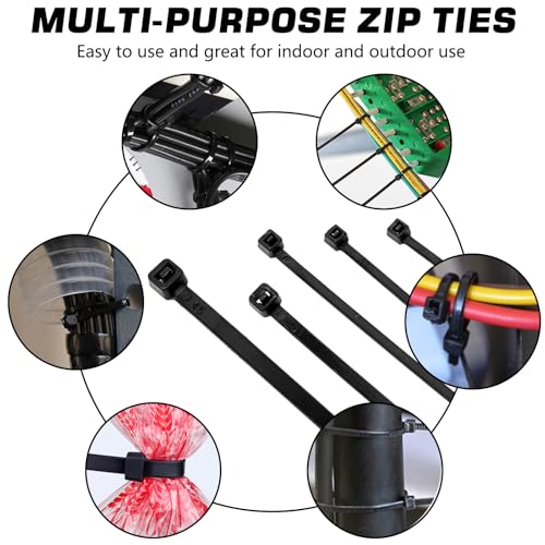 Image of Zip Ties 8 inch, 5000 Pack Black Zip Ties, Self-Locking Nylon Cable Ties with 40 lbs Tensile Strength,Wire Ties for indoor and outdoor use.