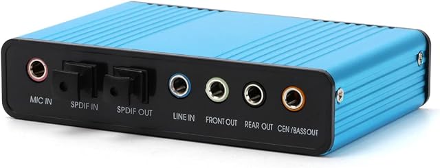 AyeVision Sound Card, 6 Channel External Sound Card USB 2.0 External 7.1 5.1 Surround Sound Optical S/PDIF Audio Sound Card Adapter for PC Laptop Recording Compatible with Windows 10/8/7/XP