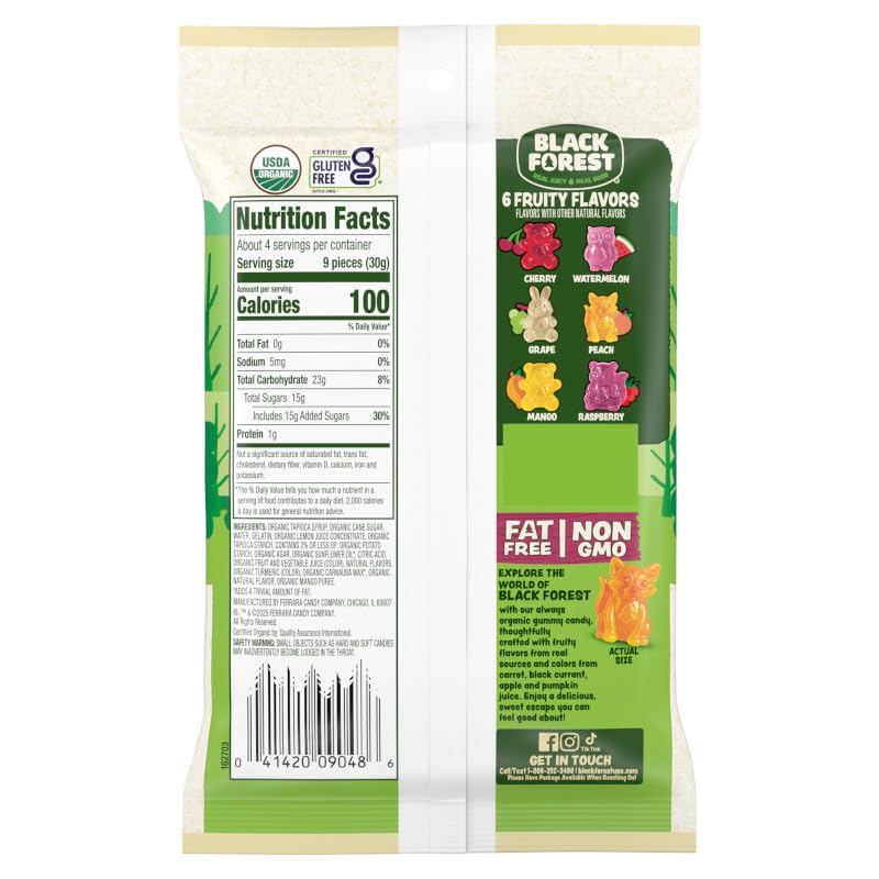 (Best by JAN/04/2027)Black Forest Organic Gummy Forest Friends Candy, Made with Real Fruit Juice, Colors and Flavors from Natural Sources, Gluten Free and Fat Free, 4.5oz Bag (Pack of 12) Mixed-Fruit 20.32 cm x 13.97 cm x 29.21 cm