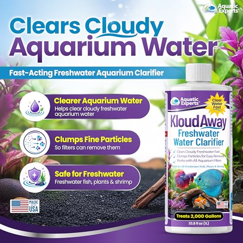 Image of KloudAway Aquarium Water Clarifier - Clears Cloudy Water in Freshwater Fish Tanks, 1 Liter, Made in USA, Aquatic Experts
