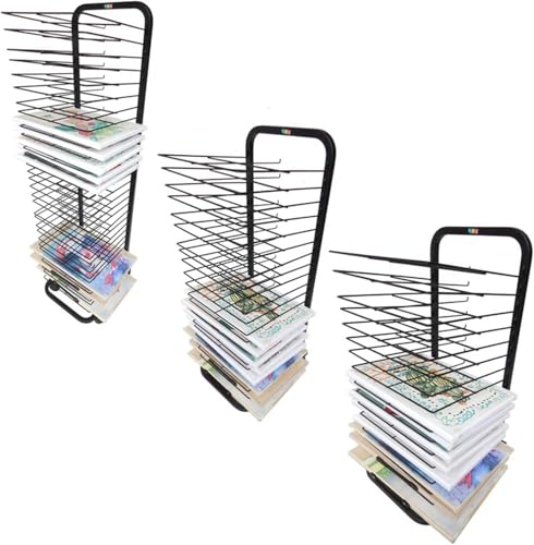 Rack de séchage d'art mobile avec étagères aérées et roulettes - 4