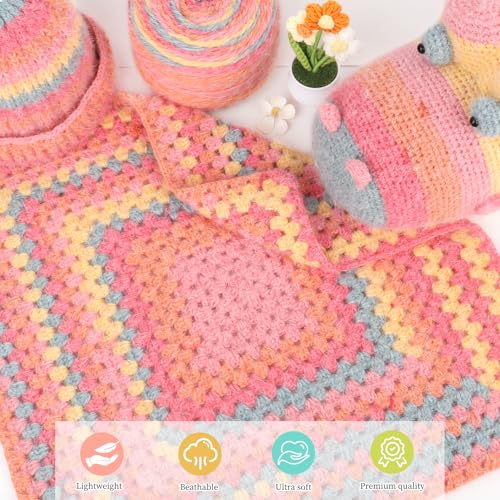 Image of Aeelike Ombre Yarn for Crocheting, 2 PCS Colorful Gradient Yarn #4 Medium, Each 190g(6.7 oz) 400m(437.5 Yards) 71% Acrylic 29% Nynon, Soft Cake Crochet Yarns for Blanket, Scraves, Sweaters, Color C