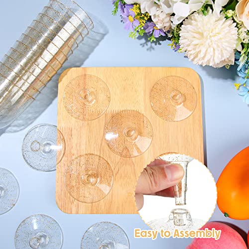 Thenshop 200 Pack Plastic Wine Glasses With Stem, 6 Oz Plastic Wine Glasses For Parties Disposable, Gold Glitter Plastic Champagne Cups For Weddings Birthdays Bridal Shower Parties #TOP3