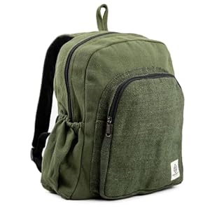 Organic Hemp Backpack Bag – Eco Friendly Durable Rustic Travel Hiking Friendly Lightweight Causal Bag by Freakmandu – Green