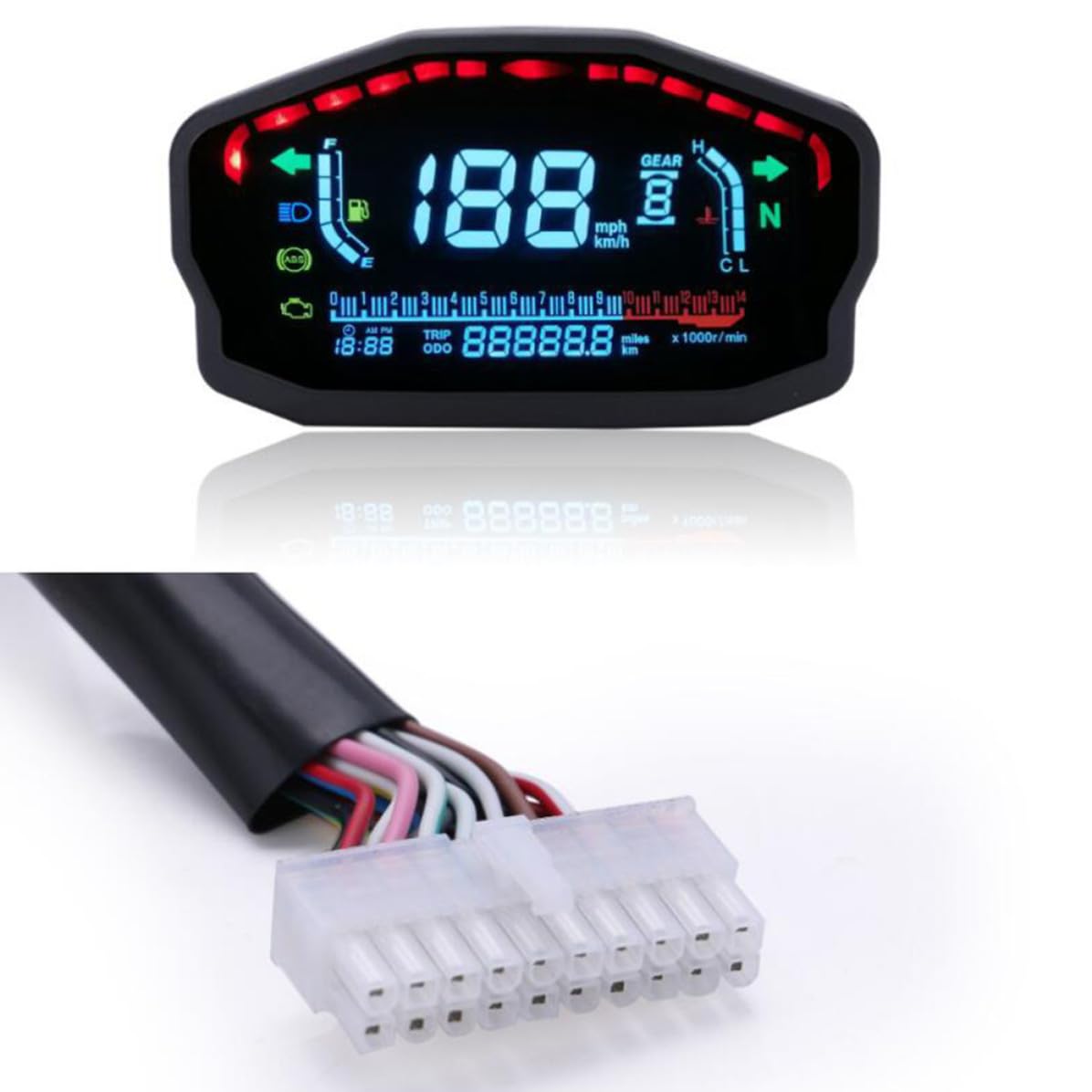 Digitaler Lcd Tachometer 12v mit Wassertemperatur und Kilometerzähler