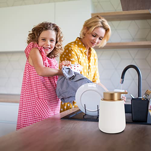 Image of Soap Foaming Dispenser Ceramic with Easy-to-Press Pump Hand Foam Dispenser for Shampoo Bathroom Kitchen 12 oz 2pcs
