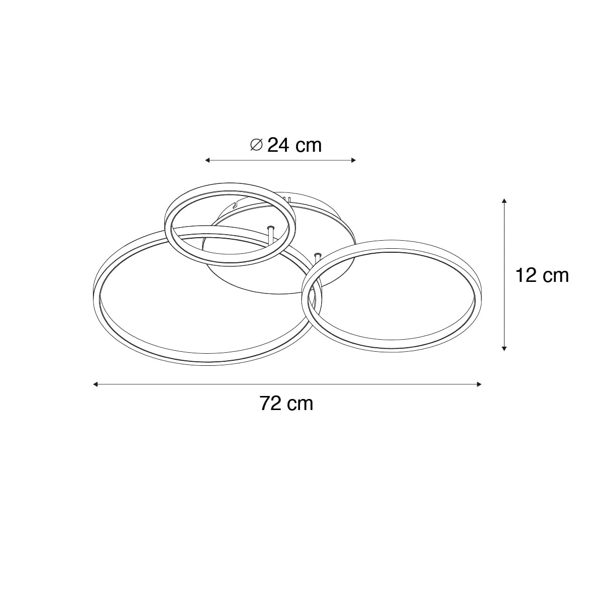 Qazqa led lámpara moderna de techo negro 72 cm Alec