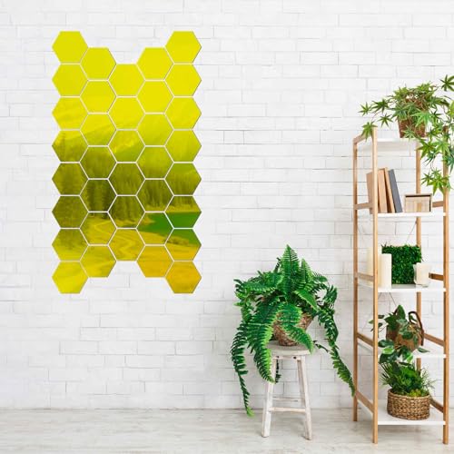 Vinilos adhesivos espejo hexagonal rojo 36 piezas miniatura 5