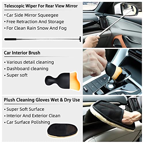Jerbor Car Wash Cleaning Kit,Car Washing Brush With Handle Brush Mop, Wash Mitt For Interior And Exterior Detailing Clean Set #TOP2