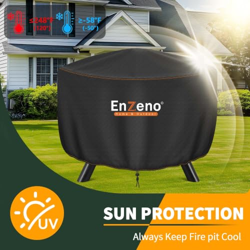 Enzeno Fire Pit Cover Round 37x20inch,Outdoor Fireplace Cover Waterproof by Enzeno - Used condition - Image 5