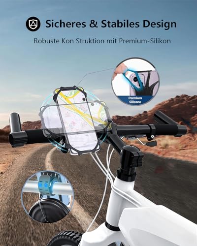 Zoeley Handyhalterung Fahrrad, Universal Handyhalterung Motorrad【1s-Installation】Abnehmbare 360​​° Drehen【Silikon Anti-Vibration】Fahrradhalterung Lenker Rennrad für alle 4.0-7 Zoll Smartphone (Black)