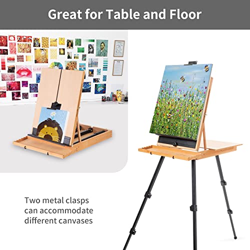 Falling In Art Large French Style Easel - Portable Field And Studio Sketchbox, Plein Air Adjustable Tripod Easel With Detachable Drawer For Display, Painting, Sketching #TOP5