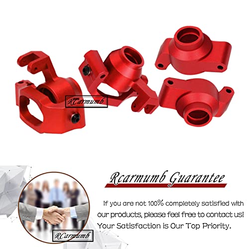 Rcarmumb Rc Upgrades Part For 1/10 Maxx Widemaxx,Aluminum Caster Blocks C-Hubs&Steering Blocks&Carriers Stub Axle Hops Up For Rc Truck Mode #89086-4,#89076-4,Replace #8932,8937,8952,Red #TOP6